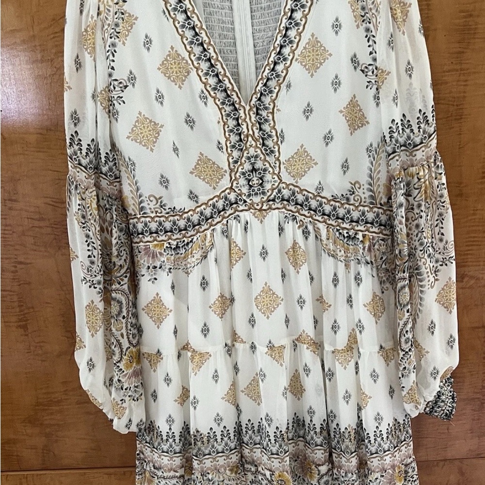Hale Bob White and Gold Long Sleeve Sundress